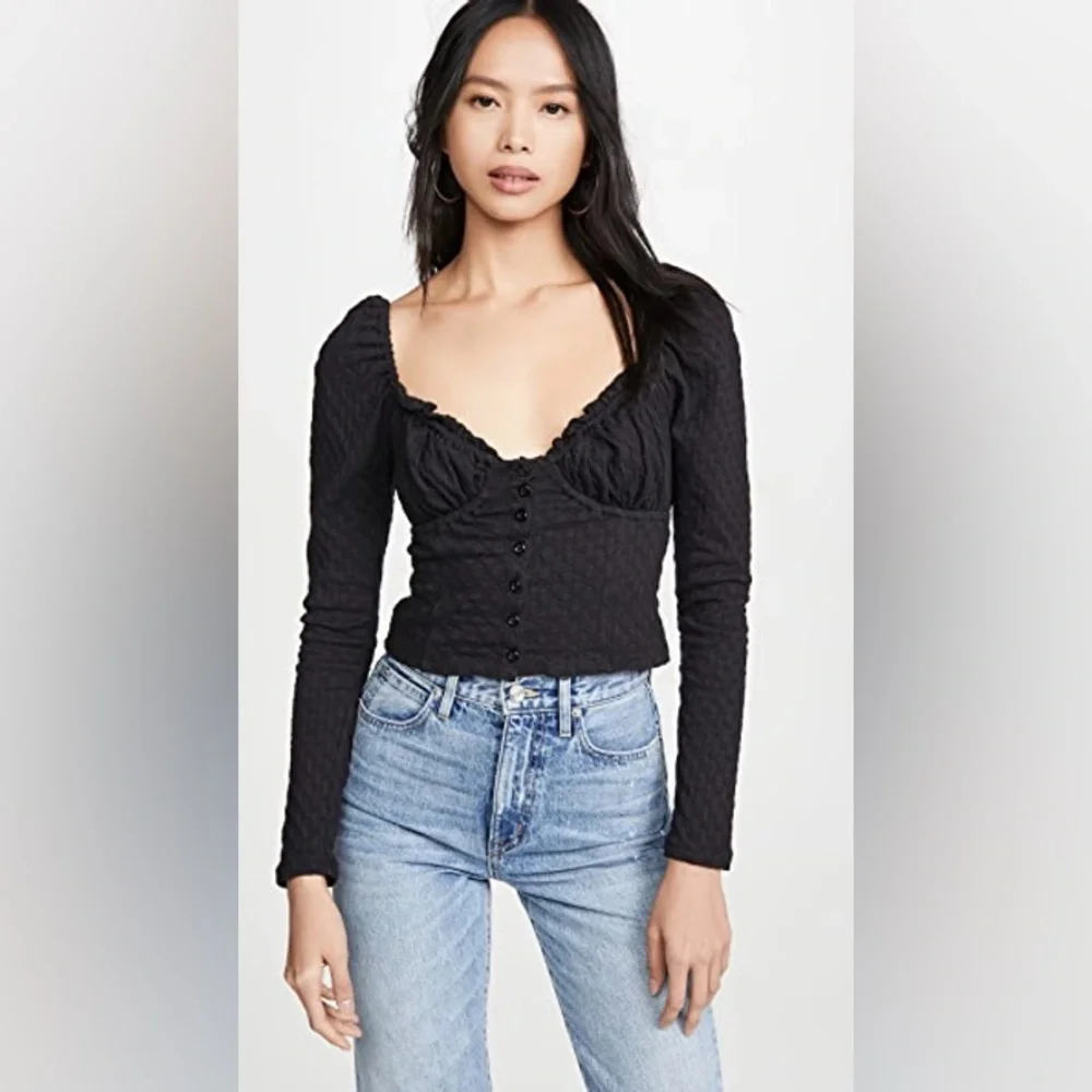 Free‎ People Ladybug Long Sleeve Top In Black Size Extra Small